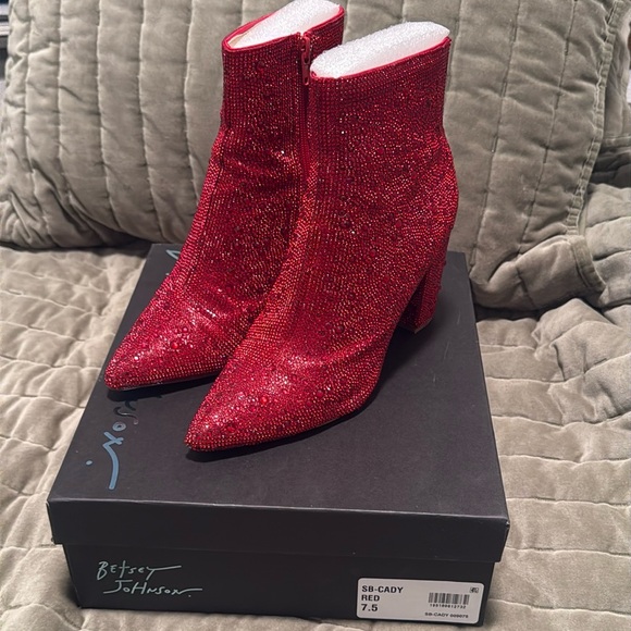 Blue by Betsey Johnson Cady Red Rhinestone Boots - Picture 3 of 8